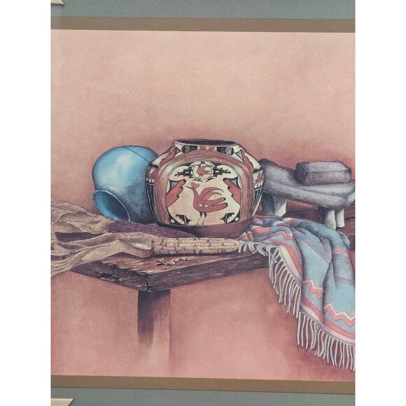 Southwest Native American Navajo Pottery Blanket Art Print 15 x 12 Framed - Picture 7 of 10
